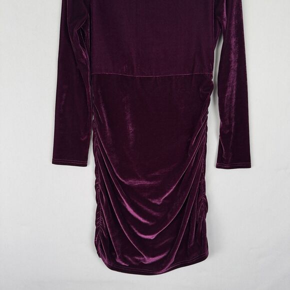 Lulus Dress Womens Large Purple Velvet Ruched Bodycon Fitted Holiday Event Party - Picture 4 of 16